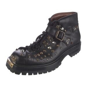 Vintage Miu Miu men's leather ankle boots, size 39 ( Studded Accents Combat)